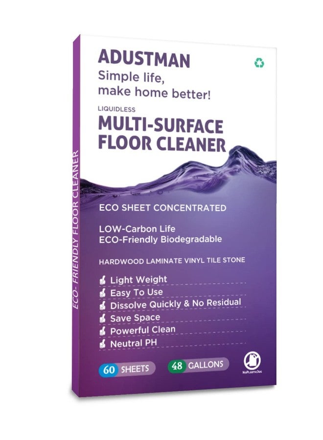 ADUSTMAN Eco Friendly Floor Cleaner Concentrated Biodegradable Cruelty-Free Hard-Surface Hardwood Laminate Vinyl LVT LVP Marble,Plastic Free Light-weight Refill Lavender 60 Sheets Perfect for Mop Buckets - Image 1